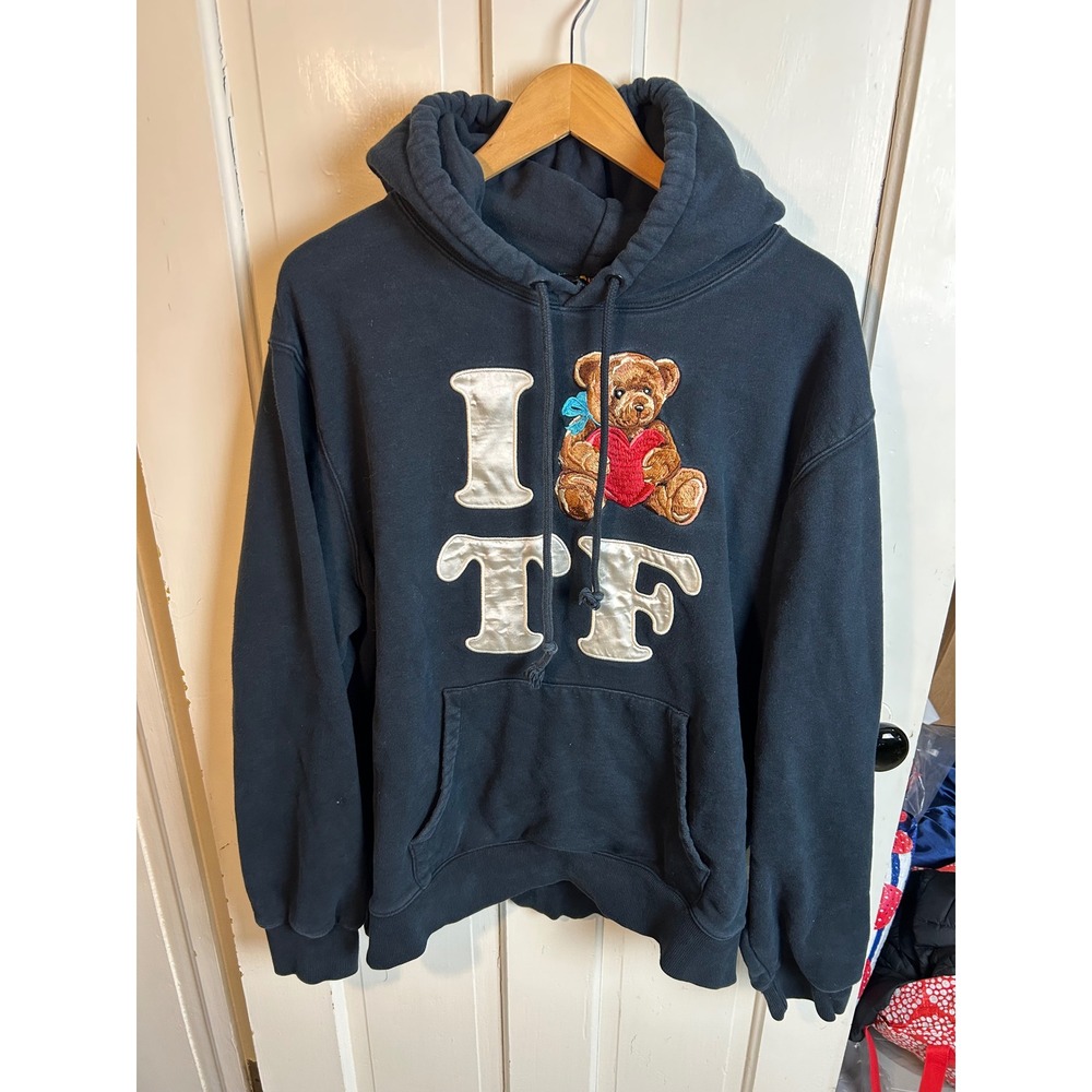 Teddy Fresh I Heart TF Embroidered Bear Hoodie Black 2XL Cotton Pullover